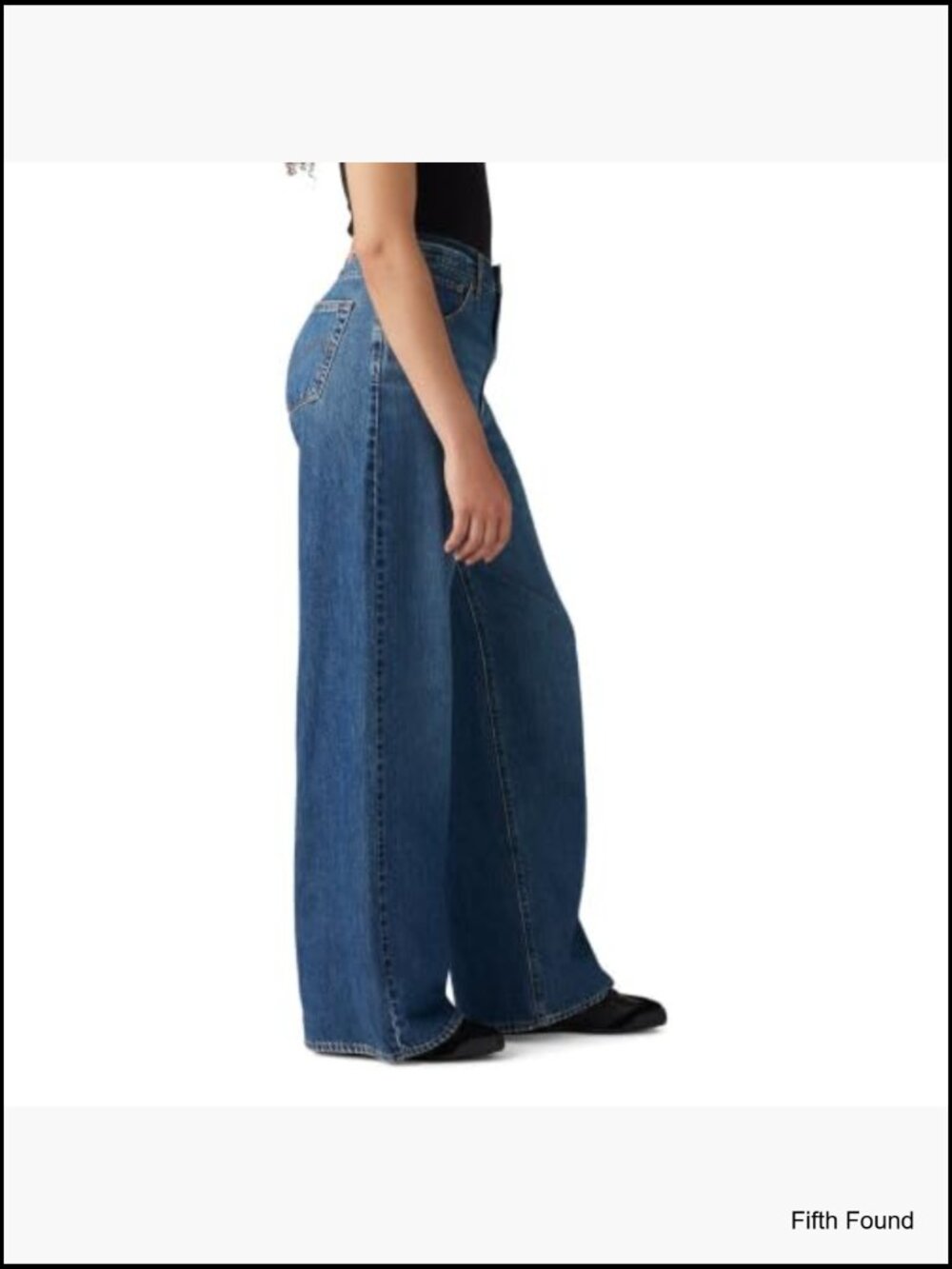 High Rise Baggy Jeans Straight Leg Cotton Non Stretch - Picture 3 of 6